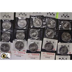 I)LOT OF 15-CALGARY SOUVENIR DOLLAR COINS 1990