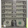 Image 1 : L) LOT OF 5 USA $1 DOLLAR BILL W/ CONS. SERIAL #'S