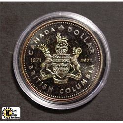 B)1971 BRITISH COLUMBIA SILVER DOLLAR COIN