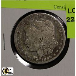 C)1899 USA  MORGAN SILVER DOLLAR "O"