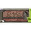 Image 1 : D)1954 BANK OF CANADA $2 DOLLAR NOTE