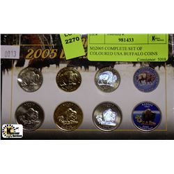 M)2005 COMPLETE SET OF COLOURED USA BUFFALO COINS