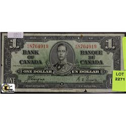 1937 BANK OF CANADA $1 DOLLAR NOTE COYNE/TOWERS