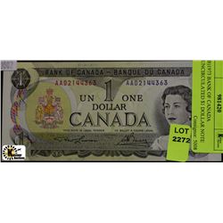B)1973 BANK OF CANADA UNCIRCULATED $1 DOLLAR NOTE