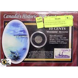 A)CANADA'S HISTORIC20TH CENTURY COIN & STAMP SET