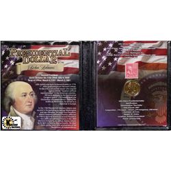 X)2007 GOLD PLATED USA PRESIDENTIAL $1 JOHN ADAMS