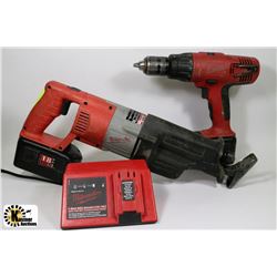 MILWAUKEE RECIPROCATING SAW & DRILL WITH CHARGER