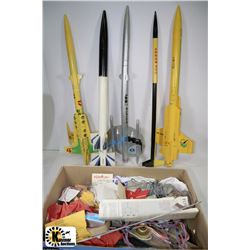 2 BOXES OF ROCKETS, LAUNCH PAD, FUEL, ACCESSORIES