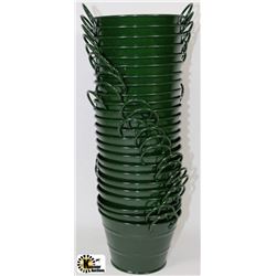 LOT OF 24 GREEN STEEL PLANT POTS