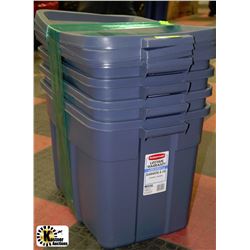 LOT OF 4 RUBBERMAID TUBS AND LIDS 68 LITRES