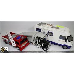 FLAT OF TOYS INCL.MOTORHOME,FIRE-TRUCK &