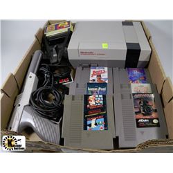 ORIGINAL NINTENDO WITH 6 GAMES GAME GENIE, 2 CONTROLS 