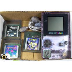 PURPLE GAME BOY COLOR WITH 3 GAMES