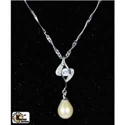 ITALY .925 SILVER PEARL PENDANT W/ CHAIN 16"