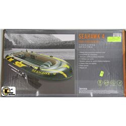 NEW SEAHAWK 4 PERSON BOAT WITH OARS & PUMP