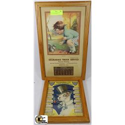 SET OF 2 VINTAGE 1935&1944 CALENDERS FRAMED