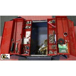 BEACH METAL TOOL BOX WITH CONTENTS