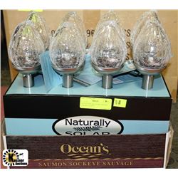 LOT OF 8 SOLAR CLEAR CRACKLE CHROME LIGHTS