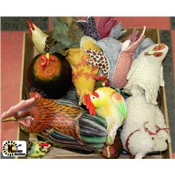 FLAT FULL OF CHICKEN DECOR INCLUDING TALKING ONE