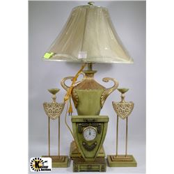 FLAT WITH MATCHING TABLE LAMP, CANDLE HOLDERS