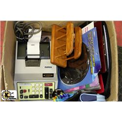 BOX W/OFFICE SUPPLIES INCL. ELECTRIC