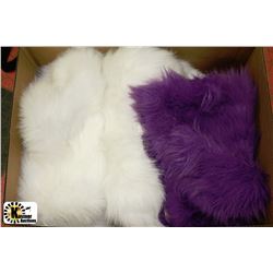LARGE BOX W/3 FAUX-FUR AREA RUGS -