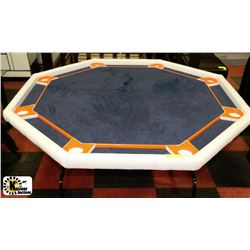 BLUE AND ORANGE OCTAGON POKER TABLE