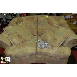 BEIGE COLOR LOVESEAT WITH PILLOWS