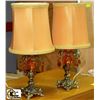 Image 1 : PAIR OF VINTAGE ORANGE AND BRASS LAMPS