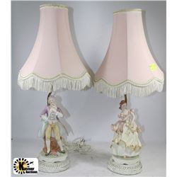 PAIR OF ESTATE CERAMIC FIGURINE LAMPS