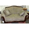Image 2 : SAGE FABRIC WOOD TRIM SOFA AND LOVE SEAT