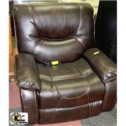 BROWN LEATHER ELECTRIC RECLINING SOFA CHAIR