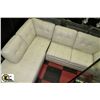 Image 1 : L-SHAPED WHITE LEATHER COUCH W/ OTTOMAN