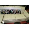 Image 2 : L-SHAPED WHITE LEATHER COUCH W/ OTTOMAN