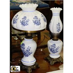 PAIR OF MATCHING  ESTATE FLORAL MILK GLASS LAMPS