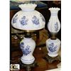 Image 1 : PAIR OF MATCHING  ESTATE FLORAL MILK GLASS LAMPS