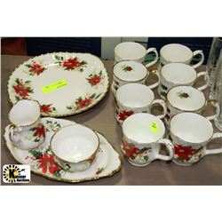 ROYAL ALBERT POINTSETTA 1976 BONE CHINA SET