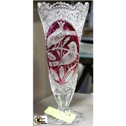 CRANBERRY VASE (SLIGHT DAMAGE TO BASE)