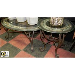 METAL AND GLASS 3 PC COFFEE TABLE SET- MATCHES