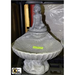 CONCRETE PAINTED CHERUB BIRDBATH 11"X14"