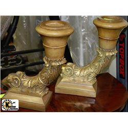 SET OF DECORATIVE BIG HORN SHEEP CANDLE HOLDERS