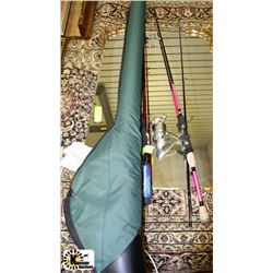 HOT PINK ROD CASE WITH CALYNN ROD AND ABU GARCIA