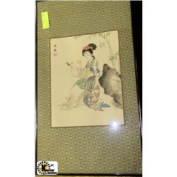FRAMED HAND PAINTED JAPANESE ARTWORK ON SILK