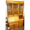 Image 2 : WOOD TABLE WITH 4 WICKERBACK CHAIRS SOLD W/ HUTCH
