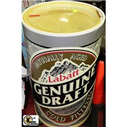 LABATT GENUINE DRAFT BEER COOLER WITH LID ON WHEEL