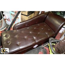 NEW BROWN LEATHERETTE STORAGE CHAISE LOUNGE CHAIR