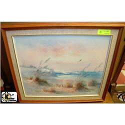 OCEAN SCENE WOOD FRAMED OIL ON CANVAS