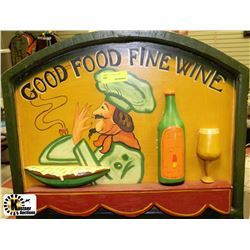 WOOD WALL HANGING GOOD FOOD FINE WINE 3-D