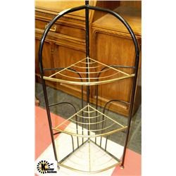 TALL BLACK AND GOLD COLORED PLANT STAND 39"X18"X11