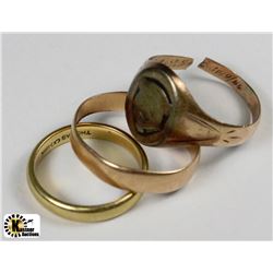LOT OF 3 VINTAGE RINGS INCL 18K,10K AND 4K